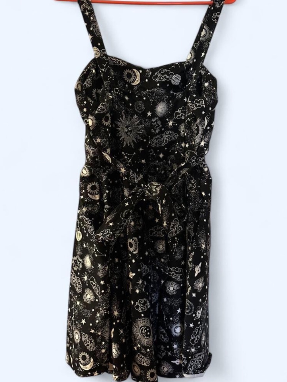 Celestial Black Sun & Moon Print Sundress